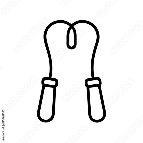 Jump rope icon in black outline. Fitness activity, cardio, healthy lifestyle