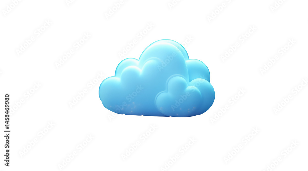 Floating Cloud Icon Surrounded by Glowing Digital Data Floating Cloud Icon Surrounded by Glowing Digital Data