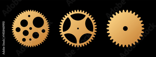 Colorful gear shape icon set. Vector sign. Engineering symbol