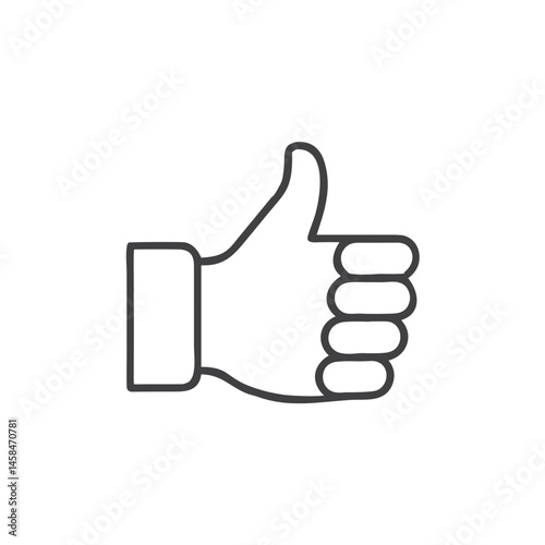 Thumbs Up Icon for Social Media Interfaces and Feedback Systems - Clean Line Design for Rating Applications and Positive Response Indicators in User Experience