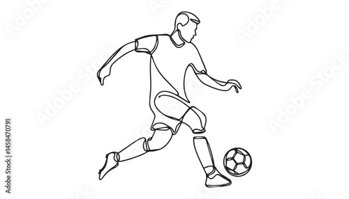 Continuous one single minimal line drawing Football Player