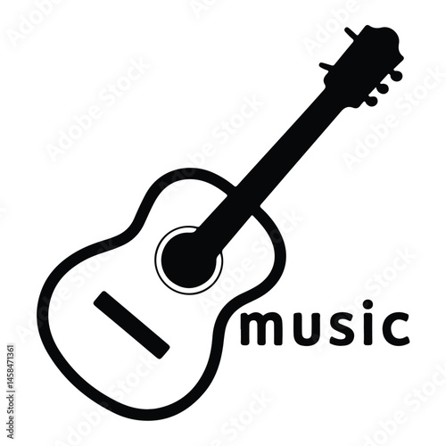 A silhouette of stringed instrument Icon vector on a white background