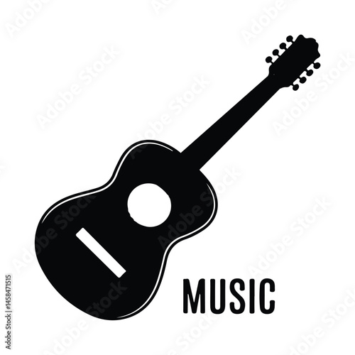 A silhouette of stringed instrument Icon vector on a white background