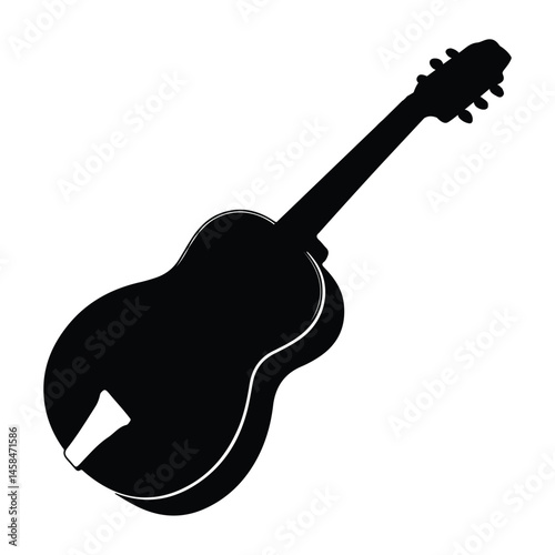A silhouette of stringed instrument Icon vector on a white background