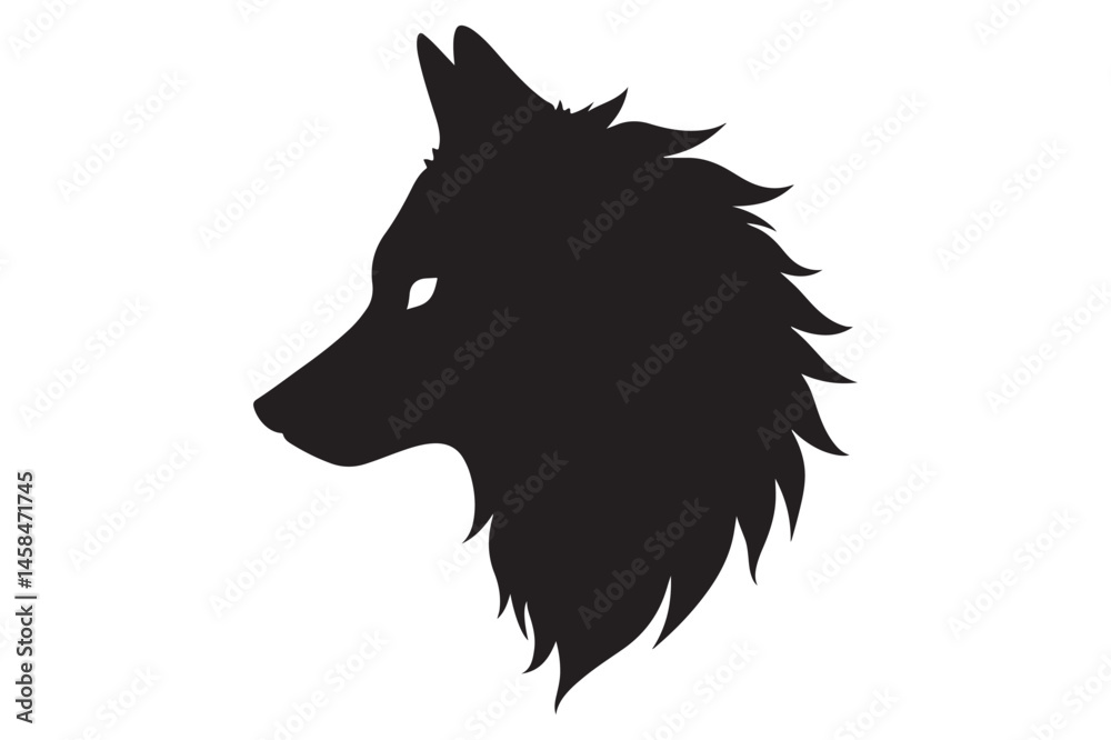 Naklejka premium Wolf head silhouette logo design in bold black on white background