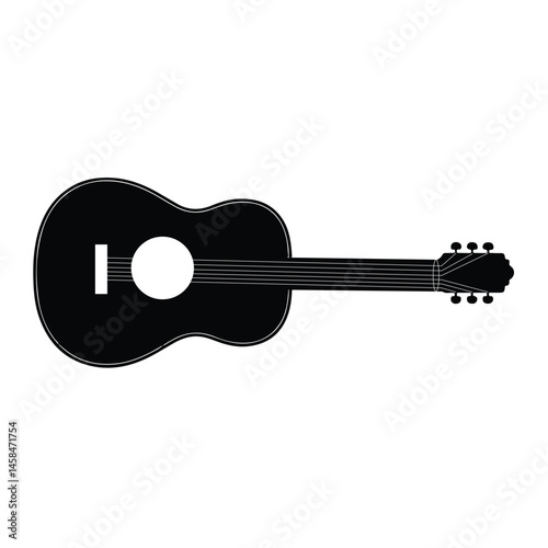 A silhouette of stringed instrument Icon vector on a white background