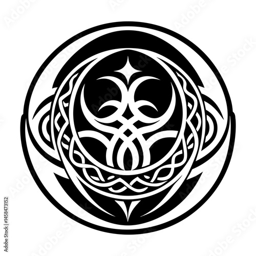 A filled style icon of cosmic moon celestial tattoo