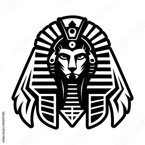 A solid style icon showing sphinx mysterious tattoo