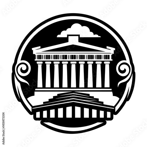 A filled style icon of acropolis ancient greek tattoo