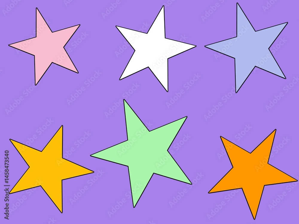 Obraz premium Colorful Star Pattern With Purple Background