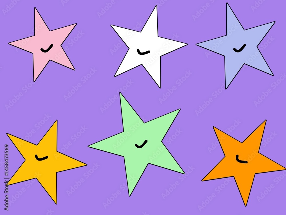 Obraz premium Colorful Star Pattern With Purple Background
