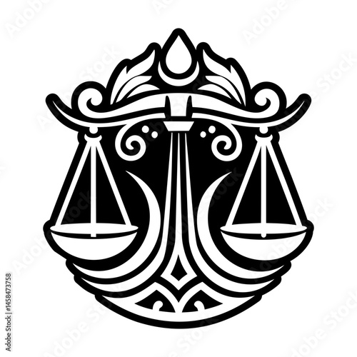 A solid style icon depicting themis scale justice