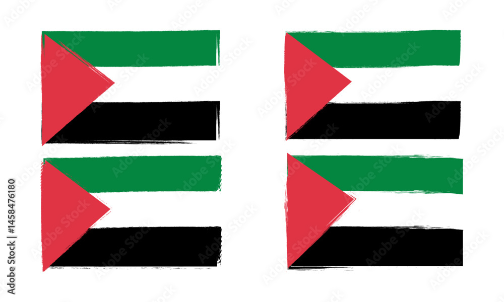 Set or four Palestinen flags vector ingrunge style, rough, grungy style Palestinen flags. Set or four Palestinen flags vector ingrunge style, rough, grungy style Palestinen flags.