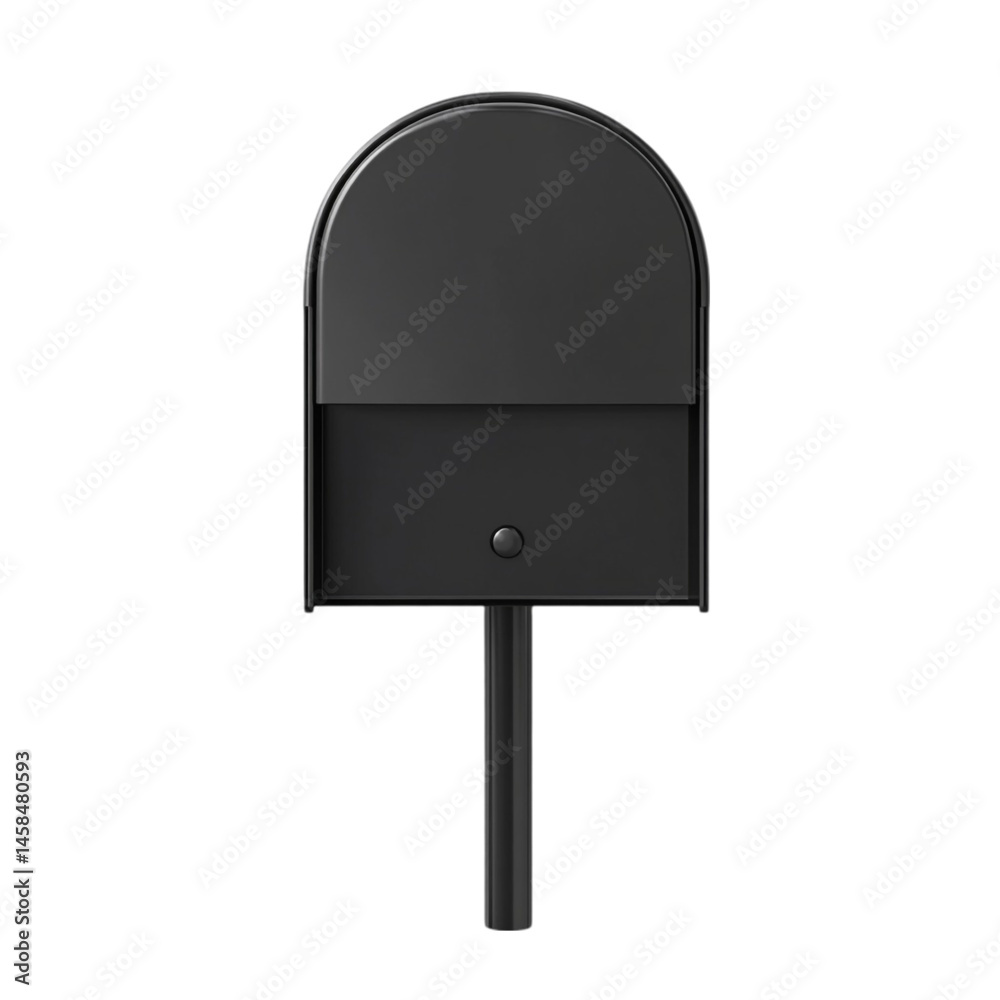 Black mailbox on a post front view simple design Black mailbox on a post front view simple design
