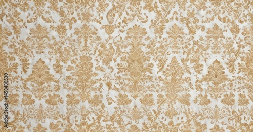 Elegant white & gold damask, intricate seamless pattern , damask, surface, floral