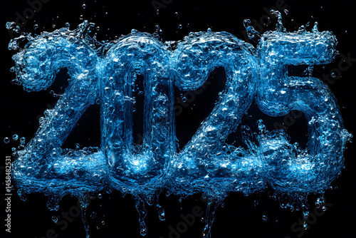 Dynamic Water Splash 2025: Creative Design for New Year Celebrations