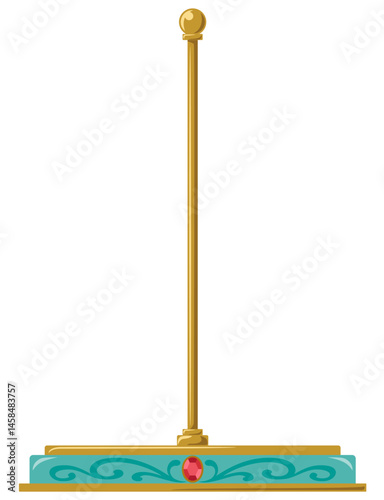 棒の付いたレトロでアンティークな宝石付き台座のベクターイラスト(Retro and Antique-Style Pedestal with Gemstone and Rod – Vector Illustration)