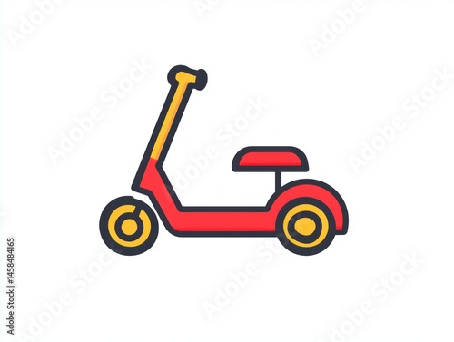 vintage red scooter vector illustration on white background, line icon scooter