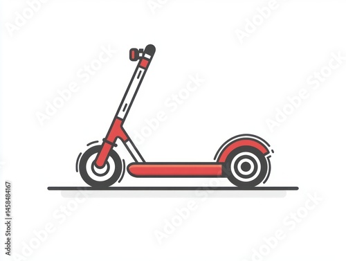 bicycle, vintage scooter vector illustration on white background, line icon scooter