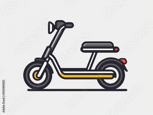 vintage scooter vector illustration on white background, line icon scooter