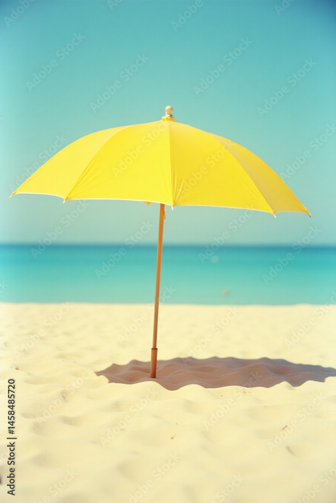Retro style image of parasol on the sandy beach Retro style image of parasol on the sandy beach