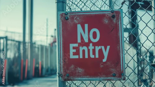 Industrial No Entry Signage in Focus