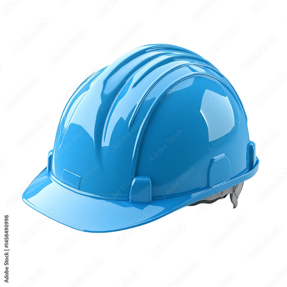 Fototapeta premium Shiny blue hard hat safety equipment construction worker protection
