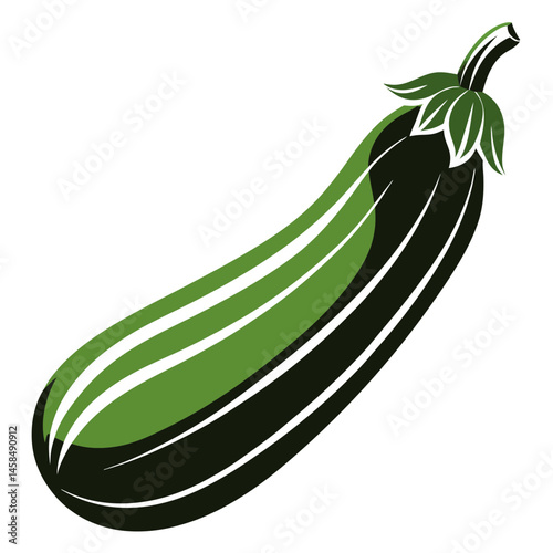 Zucchini Silhouette with Smooth Shape and Slight Curve for Veggie Vector Use