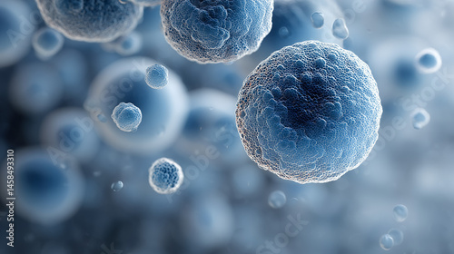 Spherical Streptococcus pneumoniae diplococci with a thick polysaccharide capsule under a microscope