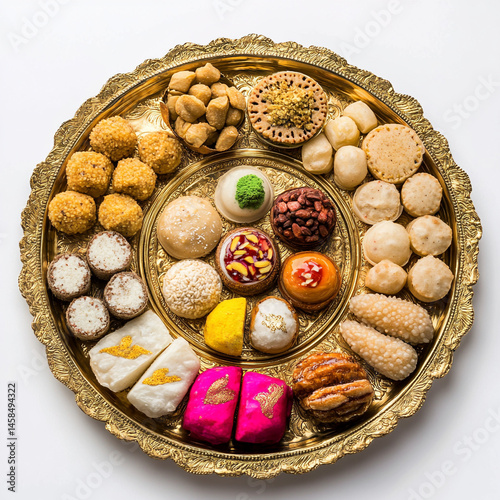 Indian Sweets in Plate with White Background