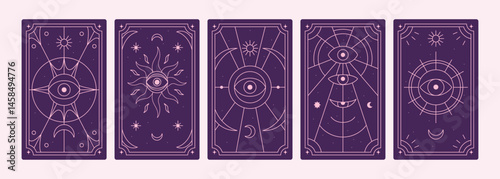 Tarot card designs with esoteric magic celestial symbols. Mystic, spiritual o...