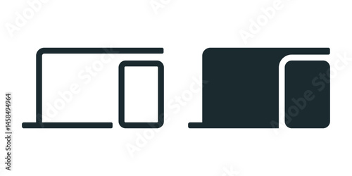 Computer phone data sharing icon. Vector illustration
