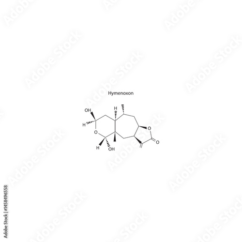 Hymenoxon molecule – sesquiterpene lactone found in bitterweed. Skeletal diagram of toxic natural compound.