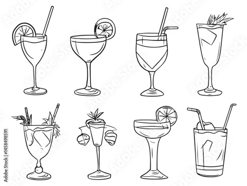 daiquiri cocktail drink with lime line art