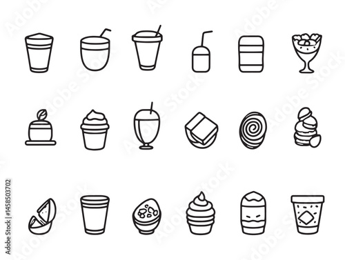 dairy line art organic farm fresh icons