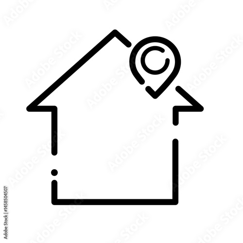 House with GPS pin – vector icon