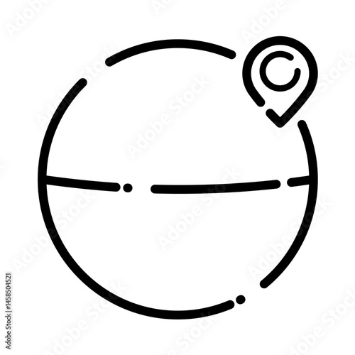 World with pin, globe, navigation – vector icon