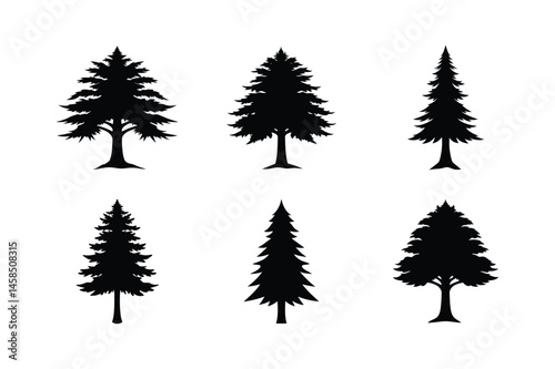 Cedar Tree Silhouette Vector Bundle | SVG  Clip art for Nature & Outdoor Designs