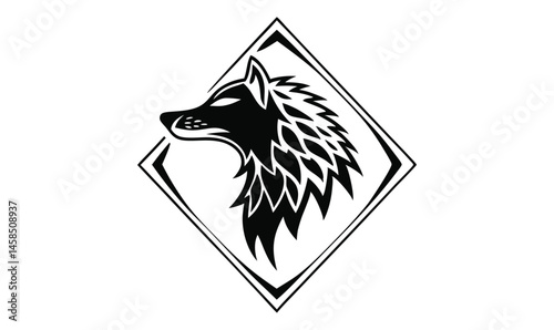 "Geometric Wolf Head Logo – Tribal Animal Emblem Vector Design"