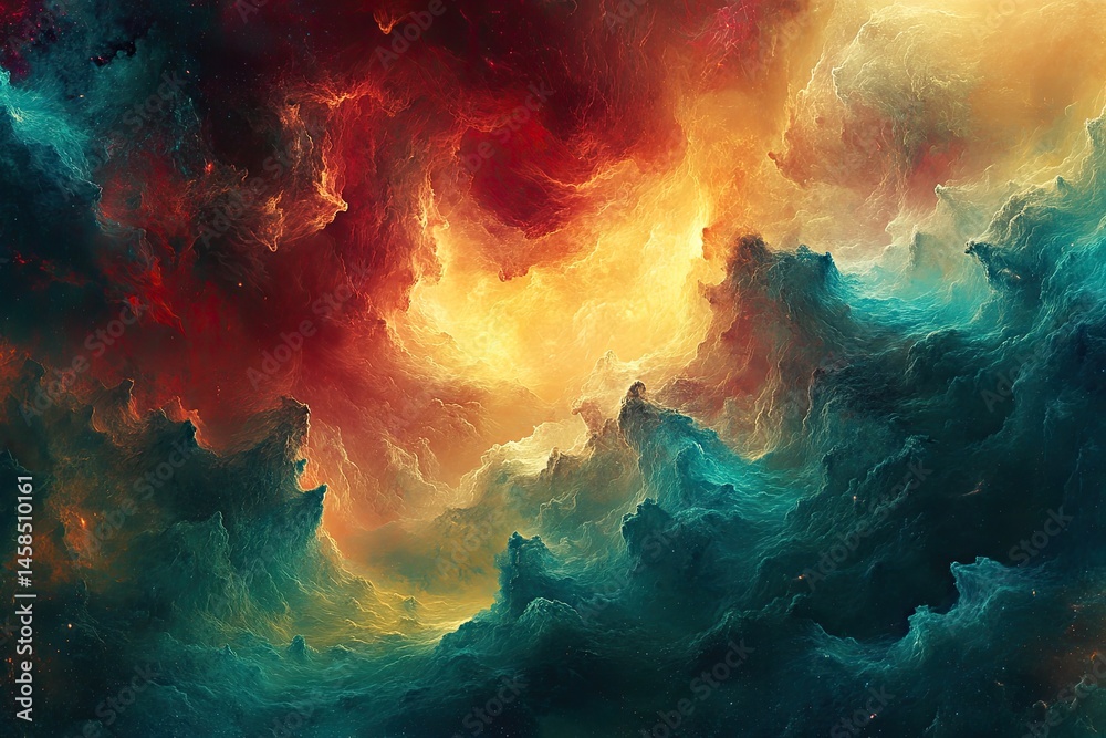 Cosmic clouds of vibrant hues swirl in a fantastical nebula Cosmic clouds of vibrant hues swirl in a fantastical nebula