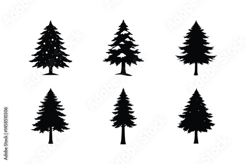 Cedar Tree Silhouette Vector Bundle | SVG  Clip art for Nature & Outdoor Designs