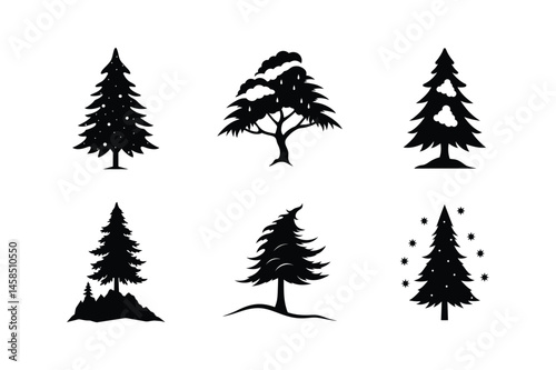 Cedar Tree Silhouette Vector Bundle | SVG  Clip art for Nature & Outdoor Designs