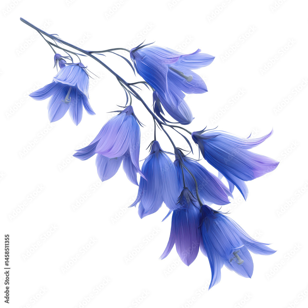 Fototapeta premium Delicate Branch of Bluebells Close-Up Botanical Photography
