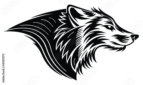"Tribal Wolf Head Tattoo Design – Stylized Wild Animal Vector Art"