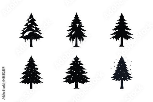Cedar Tree Silhouette Vector Bundle | SVG  Clip art for Nature & Outdoor Designs