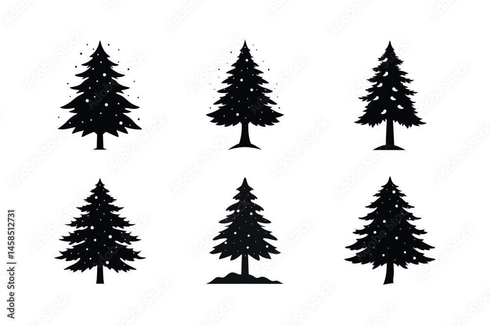 Fototapeta premium Cedar Tree Silhouette Vector Bundle | SVG Clip art for Nature & Outdoor Designs