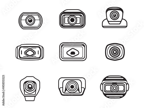 High Quality Dash Cam Line Art for Stock Vector