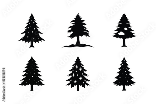 Cedar Tree Silhouette Vector Bundle | SVG  Clip art for Nature & Outdoor Designs