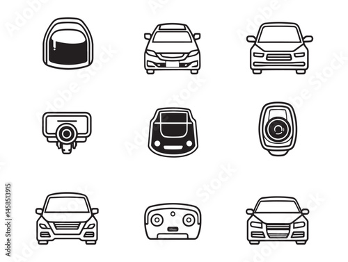 Detailed Dash Cam Line Art for Vector Stock Illustration