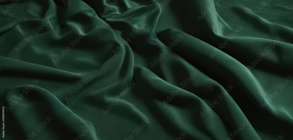Fototapeta premium Deep emerald green velvet textile Elegant, plush surface, ideal for design , elegant, dark green backdrop